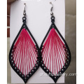 Liga quadro fio de seda folha forma Handcraft Dangle brincos